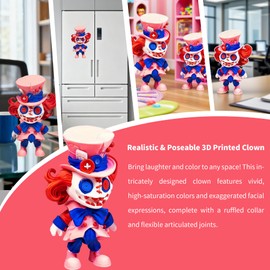 3D Printed Mad Magnetic Clown - Halloween Desk Decoration with Strong Magnet for Fridge, Office & Party, Creepy Executive Desktop Pet Gift for You (Pink)
