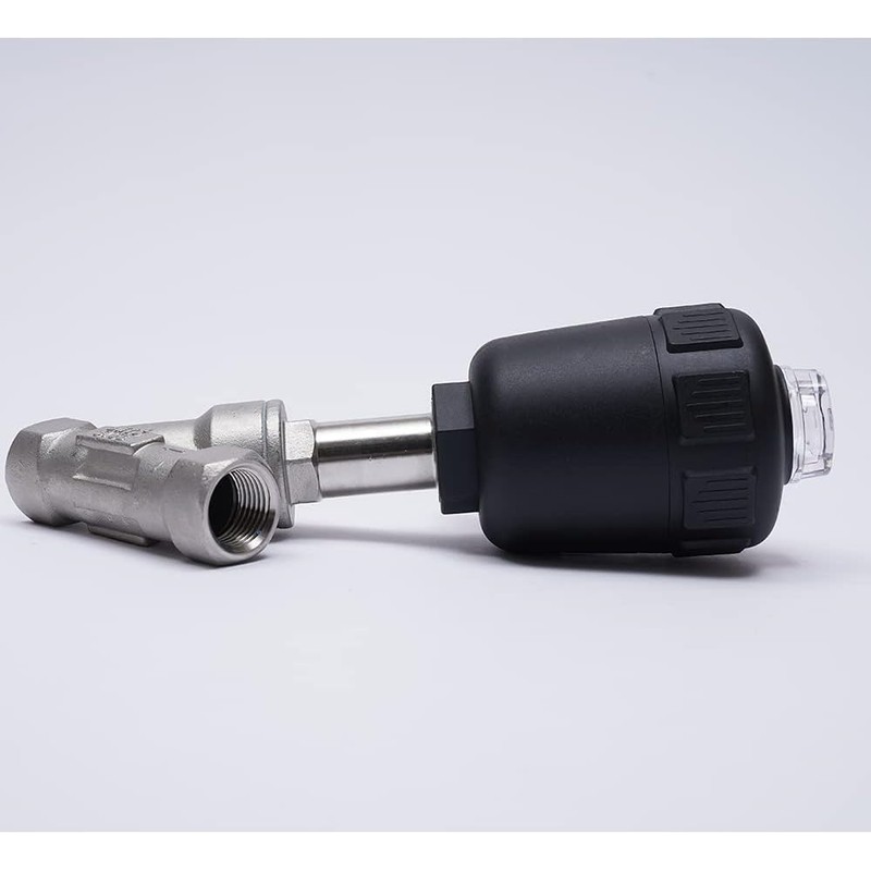 Pneumatic Angle Seat Valve, 304 Stainless Steel, Single-Acting with Spring