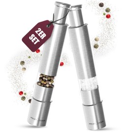 ProfiCook® Salz und Pfefferstreuer | Pfeffermühle | Salz und Pfeffermühle | 2er Set | Salzstreuer Edelstahl | robustes Mahlwerk | Einhandbedienung | 100% mechanisch | Gewürzmühle PC PSM 1160