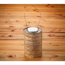 Allsop Home and Garden Soji Stella LED Outdoor Solar Lantern, Handmade with Weather-Resistant UV Treated Tyvek Fabric, Stainless Steel Hardware, Auto sensor on/off, for Patio, Deck, Garden, Color (Bronze)