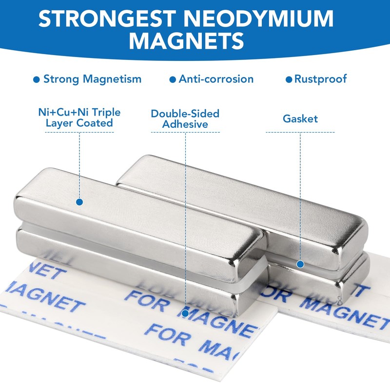 DIYMAG Neodymium Magnets, 24 Pack Strong Magnetic Bar with Double-Sided