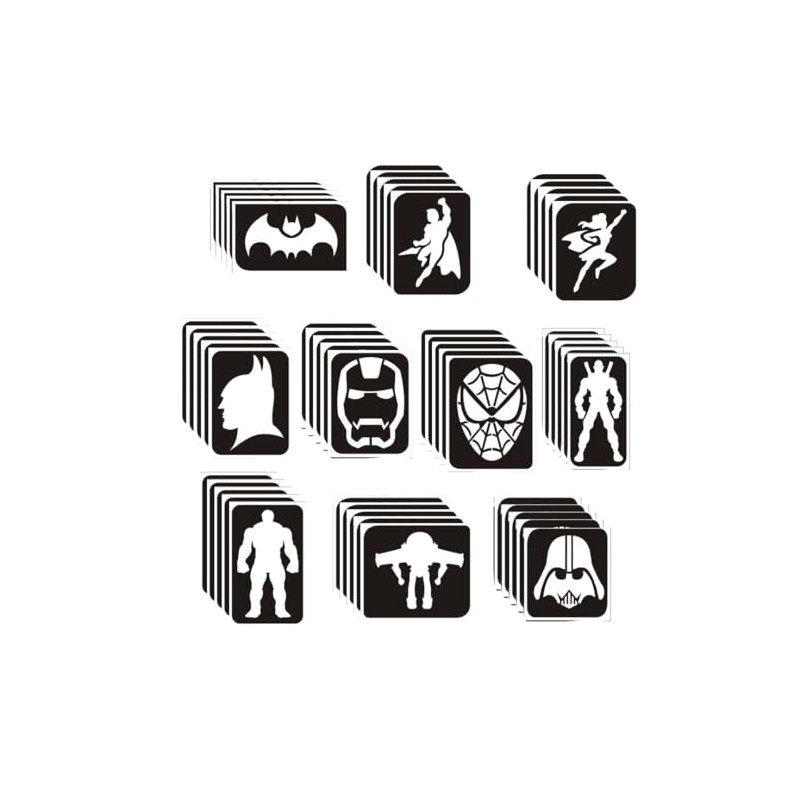 Superhero themed Glitter Tattoo Stencils - Perfect for kids temporary