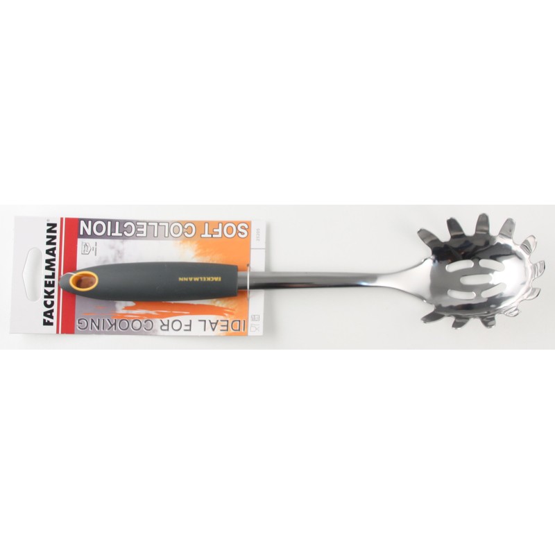 Fackelmann Spaghetti Spoon Soft 31cm in Grey/Orange/Silver, Stainless Steel 31