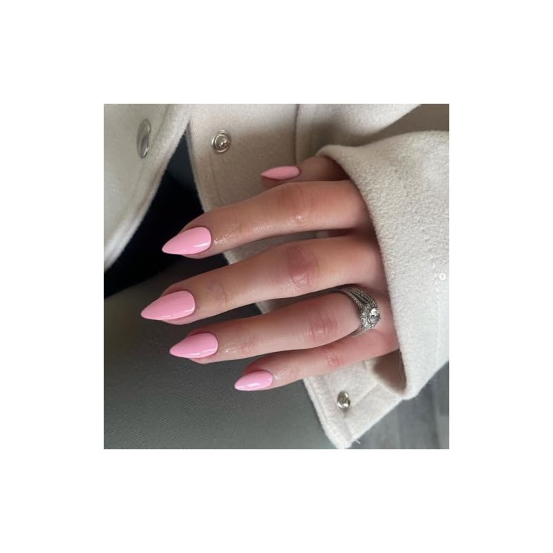 SXVME Uñas Postizas Rosas, Uñas Postizas Reutilizables de Invierno, Cortas,