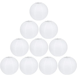 LIHAO Paper Lanterns, White Paper Lanterns, Paper Lanterns, 10 Pieces, 9.8 inches (25 cm), 10 Inches, Obon Lanterns, White Lanterns, Summer Festivals, Events, New Bon, First Bon Festival, Decorative,