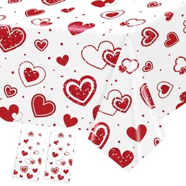 2 piezas, mantel para el día de San Valentín, decoración de mesa con corazones con purpurina, decoración del día de San Valentín, para fiestas, fechas para parejas, suministros de boda
