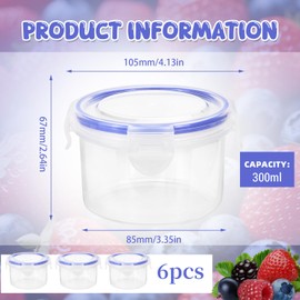 GMMG Storage Jars with Lid, Food Storage Containers Set, 300 ml, Freezer Containers, Kitchen, Leak-Proof Food Containers, Reusable Salad Dressing Containers for Storing Food (Pack of 6)