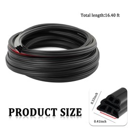 16.4Ft Upgrade Automotive Weather Stripping,3-Layer Car Door Seal Strip for Dust and Noise Reduction,Self-Adhesivel Thickened Rubber Weather Stripping for Car,Truck Doors & Hood (16.4Ft)