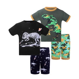 DAUGHTER QUEEN Boys Pajamas 18-24 Months Summer PJs Dinosaur Pj Sets Baby Toddler Cotton Short Sleeve Sleepwear Trex Jammies Dino Clothes Outfits 18m/Mo, 24m/Mth