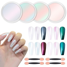 Artdone Chrome Nail Powder Metallic Mirror Glitter Effect Pigment Iridescent Aurora Mermaid Pearl Dust Kit for Gel Polish Nail Art Decoration, Resin Craft Arylic Powder