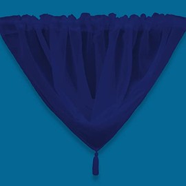 Plain Tasseled Voile Swags Net Curtains Voile Swag Valance Pelmet (Navy)