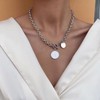 TseenYi Punk Chunky Toggle Necklace Silver Disc Pendant T Clasp