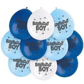 Birthday Boy Assorted Colors Latex Balloons (22cm) Pack of 10 - Festive and Fun Decorations for Birthday Parties