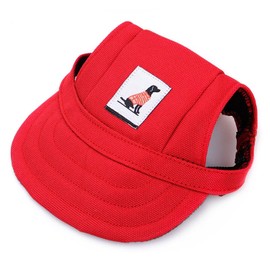 LATRAT Dog Baseball Cap, Baseball Cap, Adjustable Sun Protection Hat, Dog Cap with Ear Holes Summer Shade Hat Outdoor (Red, XL)