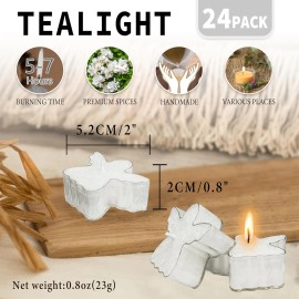 24-Pack Gardenia Scented Tealight Candles Cute White Angel Shaped Tea Lights Clear Cup Colored Votives for Spa Party Home Decorcolor: White, size: 24 pack, Fragrance: Pink purple butterfly