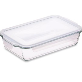 Glass Lasagne Dish with Airtight Snap Lock Lid - Large Rectangular Oven-Safe Baking Dish - BPA-Free, Microwavable, Freezer and Dishwasher-safe Ovenware 1.5L (Cook n Freeze)
