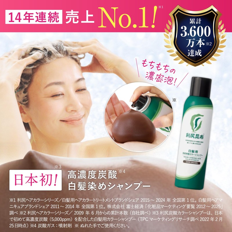 Sastty Carbonated Color Shampoo for Gray Hair (Black) 6.3 oz