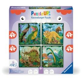 Ravensburger 12004003 UP Dinosaur, 12004003-4 Puzzles with 25, 36, 42, 56 Pieces to Combine and with Extra Knowledge Book, for Dinosaur Fans Aged 4 Years