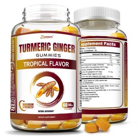 Zammex Turmeric Gummies for Adults & Kids | Turmeric and Ginger Gummies Supplement | Joint & Immune & Inflammation Support - 60 Vegan Gummies