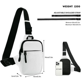 Long Keeper Mini Sling Bag - Men Women Small Waterproof Crossbody Bag Casual Phone Chest Bag for Travelling Hiking (White)