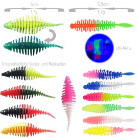 Njord Kalastus Mega Trout Rubber Bait Assortment Box Complete Set | Perfect Fishing Gift for Anglers | Rubber Trout Bait and Perch Bait Set | Fishing Bait Rubber Worm Perch Set