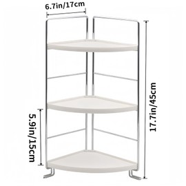KINGBERWI 3-Tier Corner Spice Rack Kitchen Bathroom Countertop Organizer Vanity Tray Cosmetic Makeup Storage Standing Shelf, White