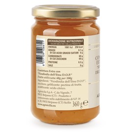 Agrisicilia Confettura extra con "Ficodindia dell'Etna D.O.P." con frutta di alta qualità e lavorazione artigianale vasetto da 360 grammi ideale per colazione e merenda