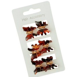 Set of 6 Tort Butterfly Mini Hair Claw Clips Clamps Grips 2 cm by Pink