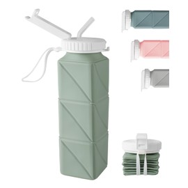 Opard Collapsible Water Bottles BPA Free Leak Proof Foldable Silicone Bottle with Anti-Collapse Ring for Travel Camping Hiking Running Sport