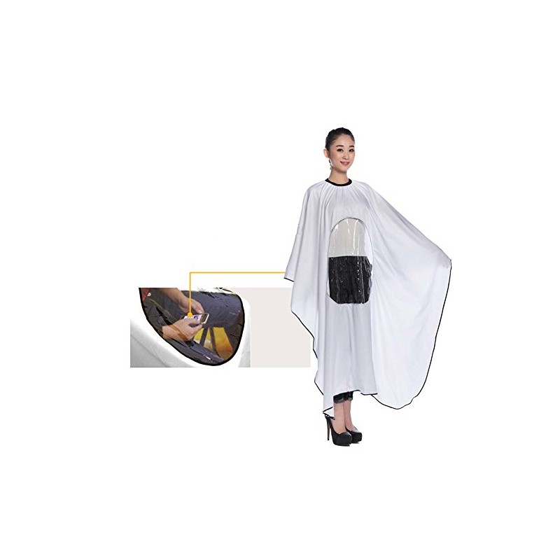 Professional Hair Cutting Cape Salon Apron with Viewing Window White