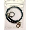 PUREgrey Black Leather Braided Pocket Watch Chain with Lobster Clasp,