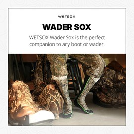 Wetsox Frictionless Wader Socks - Slip Easily In & Out of Any Boots or Waders | Waterproof, Breathable, Lightweight Fishing & Hunting Socks, Non-Slip, Quick-Dry Outdoor Gear | Camo, Small