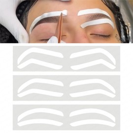 2 Bags Airbrush Eyebrow Design Stickers Stencils, Disposable Semi-permanent Auxiliary Stickers, Airbrush Brow Shaping Mapping Guide Tape Air Brush Templates for Tinting Makeup (D Type -2Bags- 24Pairs)