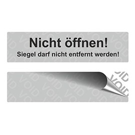 VOID Security Labels "Nicht öffnen!" on a Roll - 80 x 20 mm - Black (500)