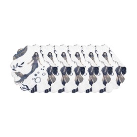 C&F Home Sister Sirens Placemat Round Set of 6 Circular Coastal Ocean Beach Nautical Blue and White Mermaid Pattern Cotton Reversible Round Placemat Set of 6 Blue