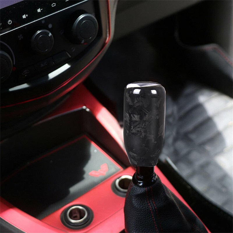 muge racing Gear Shift Knob,Universal Carbon Fiber Forged Pattern Car