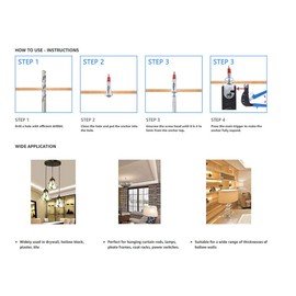 Cavity Wall Fixings for Plasterboard - Come with 20Pcs M4 x 38 Metal Plasterboard Fixings, Wall Anchor Setting Gun for M4 M5 M6 Mixed Screw Hollow Cavity Plasterboard