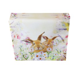 Kamaca Rabbits in Flower Meadow Series High-Quality Print Motif with Cute Rabbits on Tablecloths and Cushion Covers Eye-Catcher in Spring and at Easter