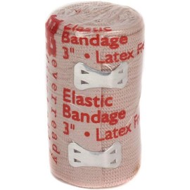 Elastic Bandage Wrap with Clips (Pack of 10) Athletic Compression Roll, 5 Yards Stretched for Customized Compression for Knee, Ankle, Wrist, Eblows - Individually Wrapped (3 inch)