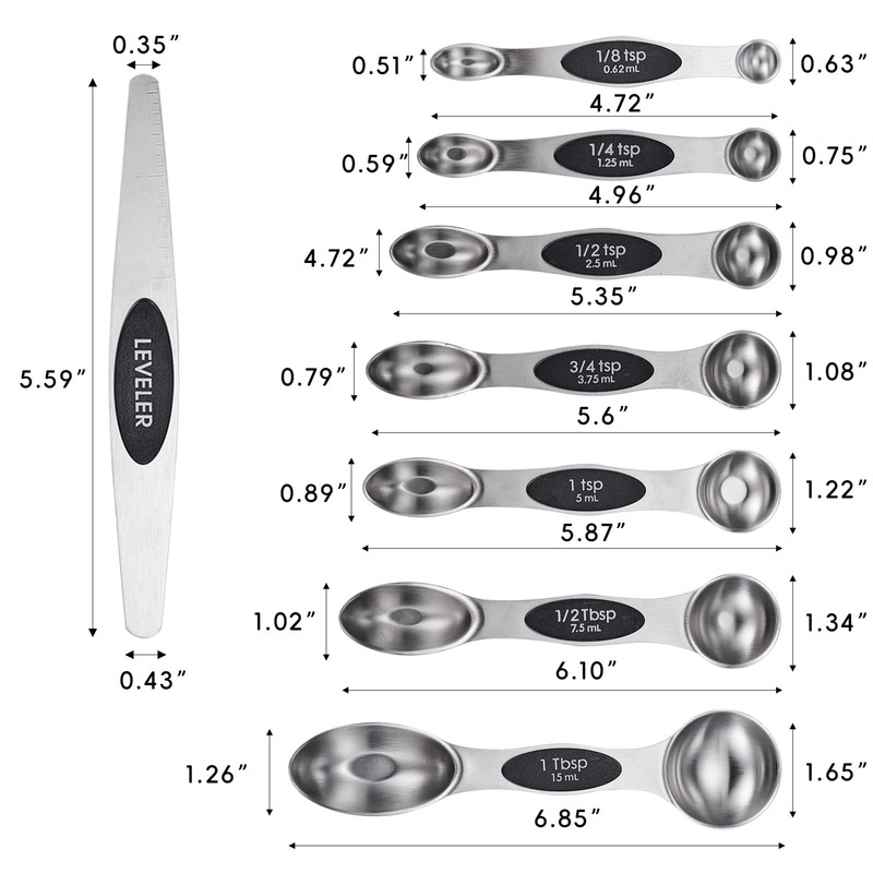 YOPPLND Magnetic Measuring Spoon Set Double sided measuring spoon Kitchen