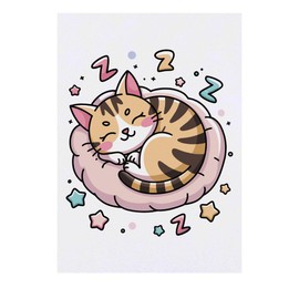 'Sleepy Cat' Temporary Tattoo - Water Resistant, Skin-Safe, Non-Toxic Transfer (TO00078943)