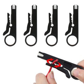 Wire Peeling Tool, Wire Stripper (4 Piece), Cutter, Coaxial Cable Peeling Tool, Cable Crimping Tool, Multifunctional Tool, Easy to Carry (Black)