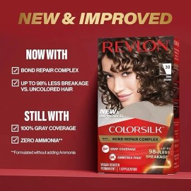 Revlon Color Silk with Bond Repair Complex, #30 Dark Brown (Pack of 1)