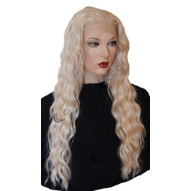 Synthetic Lace Front Wigs, Long Loose Curly Wig, Wave Wig, 28 Inches Long Wig, Bleach Blonde Wig, Soft Lace Wig for women.