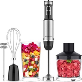 Immersion Blender Set for Kitchen,500W Extra Quiet Emulsion Blender Handheld,12 Speed Electric Hand Mixer with BPA Free Attachments:Chopper Bowl,Whisk,Milk Frother,Measuring Cup