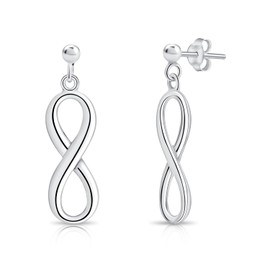 DTPSilver - 925 Sterling Silver Infinity Dangle Earrings - Post and Butterfly backs