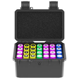 KIWIFOTOS 28 Slots 18650 Battery Organizer Case, IP67 Waterproof Protective Hard Case, Explosionproof Shockproof Battery Holder Box Outdoor Batteries Carrying Case Container