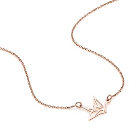 AKA Gioielli® - Origami Crane Pendant Necklace 925 Silver Rose Gold Gifts for Girls and Women, Sterling Silver Rose Gold, Silver, gold