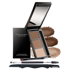 Kit De Maquillaje En Polvo Para Cejas - Paleta De 3 Colores, Polvo Para Cejas De Larga Duración Y Resistente Al Agua, Relleno De Cejas Marrón...      