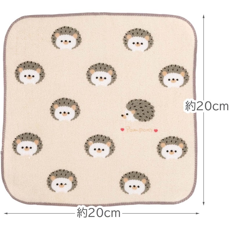 Skater MNT2-A Mini Towel, Pompon's Hedgehog, 7.9 x 7.9 inches